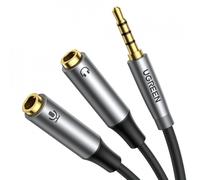 Ugreen 3,5 mm jack Audio Splitter, Femme vers 2x Mâle, Micro & Casque, Argent (Modèle AV193 50255)