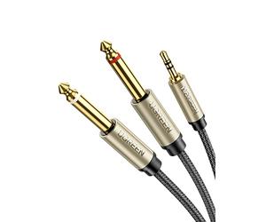 UGREEN 3.5mm 1/8" TRS to Dual 6.35mm 1/4" TS Mono Stereo Y-Cable Splitter Cord Compatible for iPhone, iPod, Computer Sound Cards, CD Players, Multimedia Speakers and Home Stereo Systems 6FT