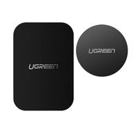 Ugreen 3M Lot de 2 plaques magnétiques fines rondes et carrées pour support de smartphone avec ruban adhésif double face Noir