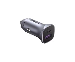 Ugreen 40858 Chargeur Auto Universel Allume-cigare Aluminium 1x USB-A 3.2 Gen 1 + 1x USB-C Power Delivery 3.0 & Quick Charge 3.0 30W 12-24V