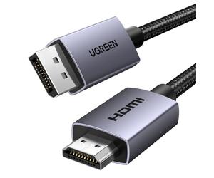 UGREEN 4K 30Hz Câble DisplayPort vers HDMI 2K60Hz 1080P DP vers HDMI 1.4 3M | Displayport HDMI 10.2 Gbps HDR HDCP Nylon Tressé en Aluminium Compatible avec Insignia NVIDIA Projecteur Moniteur