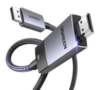 UGREEN 4K Câble DisplayPort vers HDMI 8K 60Hz 4K 240Hz Unidirectionnelle DP 1.4 vers HDMI 2.1 32.4Gbps HDR HDCP Nylon Tressé Compatible avec Dell HP Insignia NVIDIA Laptop Projecteur Moniteur (2M)