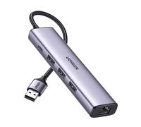 Ugreen 5in1 Usb-a To 3x Usb 3.0 + Rj45 + Usb-c Adapter (silver)