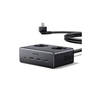 UGREEN 6 en 1 Multiprise 3680W 2 Prise AC 4 USB avec Interrupteur Noir 1.3M