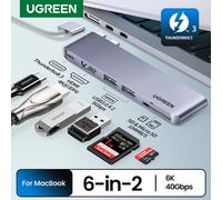 UGREEN 6 en 2 USB-C HUB type-c vers Thunderbolt 3 4K HDMI SD & TF USB3.0 adaptateur pour MacBook Pro Air Station d'accueil USB-C répartiteur 6-in-1 HDMI
