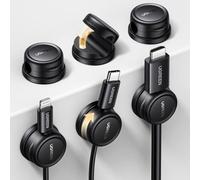 UGREEN 6 Pièces Organisateur de Câble Magnétique Rotatifs à 360° | Clips de Câbles Adhésif Support Autocollant pour Bureau Compatible avec Câble de Charge HDMI USB Souris Jusqu'à 7,5 mm Noir