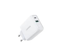 Ugreen Chargeur mural 60468 – USB-A & Type-C (PD), QC 3.0, 36W/3A – Blanc