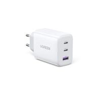 UGREEN 65W Chargeur USB C Rapide 3 Ports GaN Tech Compatible avec iPhone 16 Plus Pro Max 15 14 13 12 11 MacBook M4 M3 M2 M1 Galaxy S24 Ultra Plus S23 A15 Pixel 9 8 7 iPad Pro Air Dell XPS 13 (Blanc)