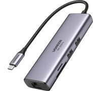 Ugreen 7in1 Multifunction HUB USB Type C - 2x USB 3.2 Gen 1 / HDMI 4K 60Hz / Lecteur de cartes SD et TF / USB Type C PD 100W / RJ45 1000Mbps (1Gbps) gris (60515 CM512)