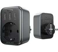 UGREEN Adaptateur de prise, 220V, AC 3680W, chargeur rapide 2x USB-A, 1x USB-C, 30W, noir