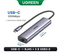 UGREEN Adaptateur Ethernet USB 1000/100Mbps USB3.0/USB2.0 HUB USB vers RJ45 USB Lan pour Ordinateur Portable Xiaomi Mi Box Nintendo Switch Lenovo Macbook Mac OS Windows Linux - Type USB-C 1000Mbps