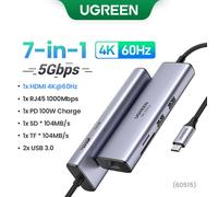UGREEN Adaptateur Ethernet USB 1000/100Mbps USB3.0/USB2.0 HUB USB vers RJ45 USB Lan pour Ordinateur Portable Xiaomi Mi Box Nintendo Switch Lenovo Macbook Mac OS Windows - Type 7-in-1 RJ45 4K60Hz