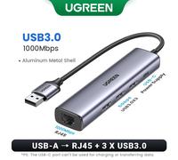 UGREEN Adaptateur Ethernet USB 1000/100Mbps USB3.0/USB2.0 HUB USB vers RJ45 USB Lan pour Ordinateur Portable Xiaomi Mi Box Nintendo Switch Lenovo Macbook Mac OS Windows Linux - Type USB3.0 1000Mbps
