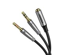 UGREEN Adaptateur Jack Audio Stéréo 3.5mm Adaptateur Micro Casque Splitter Y Jack Audio en Nylon Tressé Câble Jack Audio Compatible avec Ordinateur Casque Gaming Téléphone Tablette 20CM