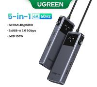 UGREEN-Adaptateur Uno USB C HUB 6 en 1,4K,60Hz,PD100 W,10Gbps,USB 3.2,répartiteur pour ordinateur portable,Macbook Pro Air,extenseur USB,station d'accueil - Type 5-in-1 HDMI