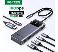 UGREEN-Adaptateur Uno USB C HUB 6 en 1, 4K, 60Hz, PD100 W, 10Gbps, USB 3.2, répartiteur pour ordinateur portable, Macbook Pro Air, extenseur USB, station d'accueil 8-in-1 10Gbps SDTF