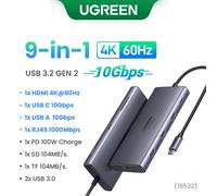 UGREEN-Adaptateur USB C vers USB 3.1,HUB 4K 60Hz HDMI,USB C vers USB 3.0,PD100W SD & TF pour MacPlePro Air,ordinateur portable,Type C,répartiteur,station d'accueil - Type 9-in-1 10Gbps 4K60Hz