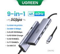 UGREEN-Adaptateur USB C vers USB 3.1,HUB 4K 60Hz HDMI,USB C vers USB 3.0,PD100W SD & TF pour MacPlePro Air,ordinateur portable,Type C,répartiteur,station d'accueil - Type 9-in-1 4K60Hz
