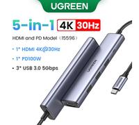 UGREEN-Adaptateur USB C vers USB 3.1,HUB 4K 60Hz HDMI,USB C vers USB 3.0,PD100W SD & TF pour MacPlePro Air,ordinateur portable,Type C,répartiteur,station d'accueil - Type 5-in-1 4K30Hz
