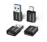 UGREEN Adaptateur USB C vers USB A 10Gbps Type A vers Type C Lot de 4（Noir） | OTG, Charge Rapide, Data Sync, Compatible avec iPhone 18 Pro Max 17 16 15 Galaxy S26 S25 MacBook iPad Air