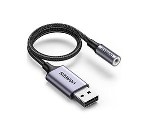 UGREEN Adaptateur USB vers Jack 3,5mm Carte Son Externe USB