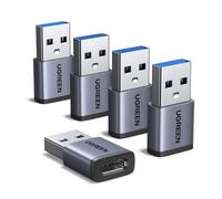 UGREEN Adaptateur USB vers USB C 3.2 10Gbps Lot de 5 Aluminium Convertisseur Type C Femelle vers Type A Mâle Charge Rapide Data Sync Stable avec iPhone 17 16 15 Plus Pro Max Galaxy S26 MacBook iPad