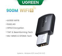 UGREEN-Adaptateur wifi AC650 AX1800 wifi 6/5 5G et 2.4G,carte dongle pour ordinateur de bureau et portable,antenne USB,carte réseau ethernet - Type AX900M WiFi6