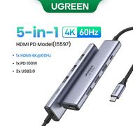 UGREEN-airies USB Revodok,9 en 1,Type-C vers 4K,60Hz,HDMI,10Gbps,USB C & A,1000Mbps,RJ45,PD100W,SD & TF,Accessoires pour ordinateur portable DELL - Type 5Gbps 5-in-1 4K60Hz