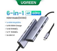 UGREEN-airies USB Revodok,9 en 1,Type-C vers 4K,60Hz,HDMI,10Gbps,USB C & A,1000Mbps,RJ45,PD100W,SD & TF,Accessoires pour ordinateur portable DELL - Type 5Gbps 6-in-1 4K60Hz