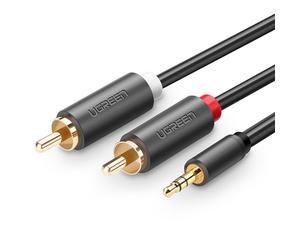 UGREEN AV102 Kabel 2x RCA (Cinch) Klinke 3,5 mm 1,5 m (schwarz)