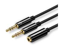 Ugreen Av140 Audio Aux Headphone + Microphone Splitter To 3.5 Mm Mini Jack Cable, Abs 20Cm (Black)
