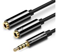 Ugreen Av141 Audio Aux Splitter Mini Jack 3.5 Mm Cable (Male) To Headphone + Microphone (Female), 20Cm (Black)