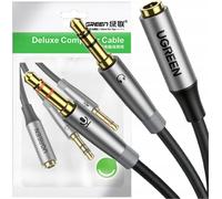 Ugreen Av193 Audio Aux Headphone + Microphone Splitter To Mini Jack 3.5Mm 20Cm Cable (Grey)