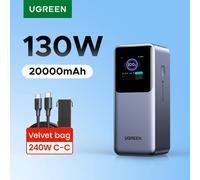 UGREEN-Banque d'alimentation portable Bâle ode, batterie externe PD pour ordinateur portable, ordinateur portable, charge rapide, 130W, 20000mAh 130W UK Bundle