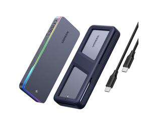 UGREEN Boîtier RGB M.2 NVMe SATA SSD USB C 3.2 Gen 2 20 Gbps Adaptateur M.2 SSD pour NVMe SATA 2230 2242 2260 2280 Compatible avec iPhone 17 Pro Max Air Mac MacBook PC Windows Linux PS5 Xbox