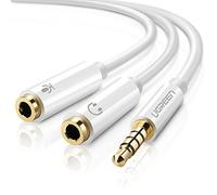 UGREEN Câble Adaptateur Audio Jack 3,5mm Mâle vers Double Prises Séparées 3,5mm Répartiteur Audio et Micro Compatible avec Manette PS4 Xbox One S, Casque Gaming, Téléphone, PC, Tablette, 20CM (Blanc)