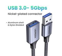 Ugreen ¿ câble d'extension USB 3.0 mâle vers femelle, cordon de données pour PC TV,2m, 5 Gbit / s-Gris métal