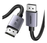 UGREEN Câble DisplayPort 1.4 8K 60Hz 4K 240Hz Câble DP vers DisplayPort 1.4 8K Aluminium Mâle vers Mâle HDR GSync Nylon Tressé Compatible avec PC HDTV Projecteur Carte Graphique (5M)