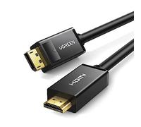 UGREEN Câble DisplayPort vers HDMI 4K UHD Adaptateur DP Mâle vers HDMI Mâle 1080P Audio Vidéo Plaqué Or Compatible avec Carte Graphique RTX 3080 2060 GTX 1660 Projecteur Écran HDTV (3M)