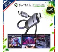 UGREEN Câble DisplayPort vers HDMI 8K 60Hz 4K 240Hz DP 1.4 2M Tressé