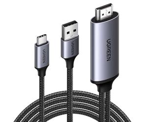 UGREEN Câble HDMI vers USB C 4K 60Hz 1080P 120Hz Unidirectionnel Adaptateur HDMI2.0 Thunderbolt Type C avec USB A Charge 1M HDR HDCP Dolby Compatible avec PS5 4 Xbox Switch Ordinateur PC Macbook 2M