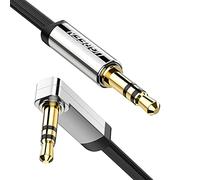 UGREEN Câble Jack 3.5mm Mâle Mâle Plat Coudé 90 Degrés Câble Auxiliaire Voiture Compatible avec Casque Enceinte Smartphone Tablette iPod MP3 MP4 HiFi Stéréo Barre de Son (0.5M)