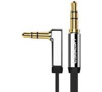 UGREEN Câble Jack 3.5mm Mâle Mâle Plat Coudé 90 Degrés Câble Auxiliaire Voiture Compatible avec Casque Enceinte Smartphone Tablette iPod MP3 MP4 HiFi Stéréo Barre de Son (1M)