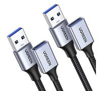 UGREEN Câble Rallonge USB 3.0 Cable Extension Type A Mâle vers Femelle (2M) | 5Gbps, Lot de 2, Nylon Tressé, Compatible avec Flash Drive Hub Disque Dur Clavier Souris Imprimante Webcam Manette