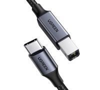 UGREEN Câble Scanner Imprimante Thunderbolt 3 Type C vers USB B (2M) | Nylon Tressé Noir, Compatible avec MacBook Pro Air iPad iMac Chromebook Pixel XPS 17 15