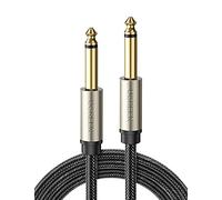 UGREEN Câble Stéréo 6.35mm vers 6.35mm Mono Mâle Mâle Câble TRS Jack 6.35 en Nylon Tressé Compatible avec Guitare Ampli Piano Électrique Basse Table de Mixage Enceinte Home Studio Clavier 1M