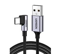UGREEN Câble USB C Coudé Charge Rapide Câble Chargeur USB C 3A Nylon Tressé Compatible avec iPhone 17 Pro Max Air 16 Galaxy S25 Plus Ultra S24 S23 A54 A34 Redmi Note 12 Pro 11 P60 Manette PS5 (2M)