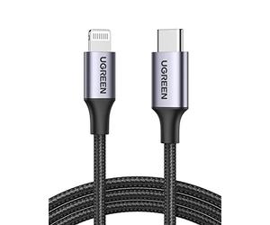 UGREEN Câble USB-C vers Lightning en Nylon tressé certifié MFi, pour iPhone 11 Pro Max X XS XR XS Max 8 Plus et Plus