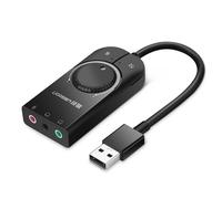 Ugreen Carte son externe Musique Adaptateur USB - mini-jack 3,5 mm avec contrôle du volume Son stéréo externe 15cm noir