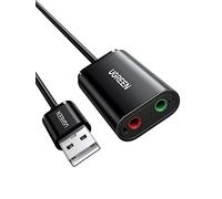 UGREEN Carte Son Externe USBA vers Adaptateur USB vers Jack 3,5mm Convertisseur de Carte Son USB Compatible avec PS5 PS4 Raspberry Pi Casque Gamer Enceinte Microphone Windows Laptop Mac Mini Noir